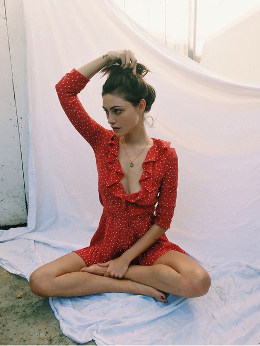 Realisation Par // Alexandra Red Star Wrap Silk Mini Dress